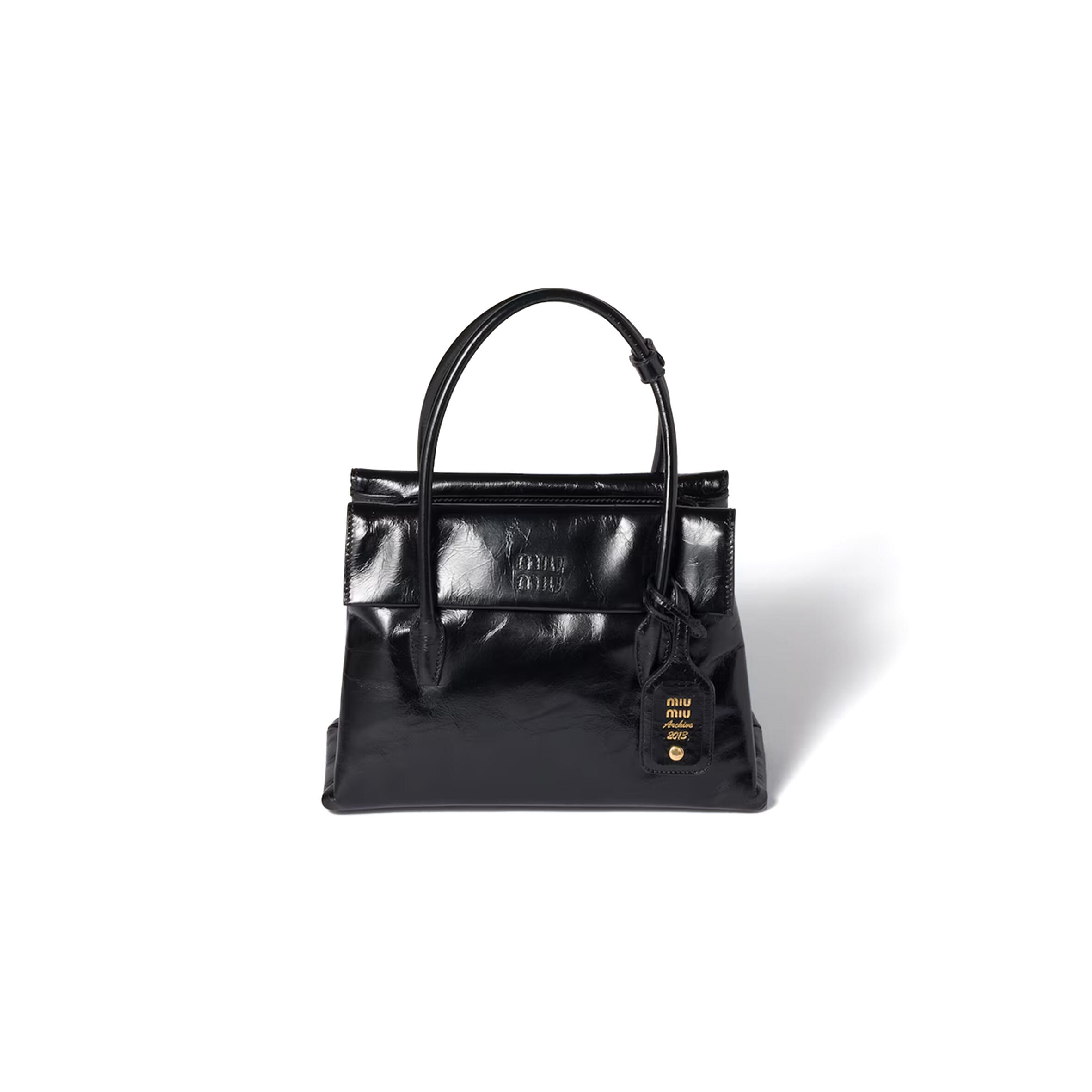MIU MIU SOLITAIRE SHINY LEATHER BAG 5BA302 (28*19.5*11cm)